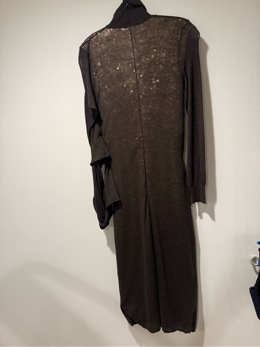 Victoria Beckham AW22 Runway Brown Golden hue Sequin Draped Midi Dress US 8 NWT - Picture 4 of 8